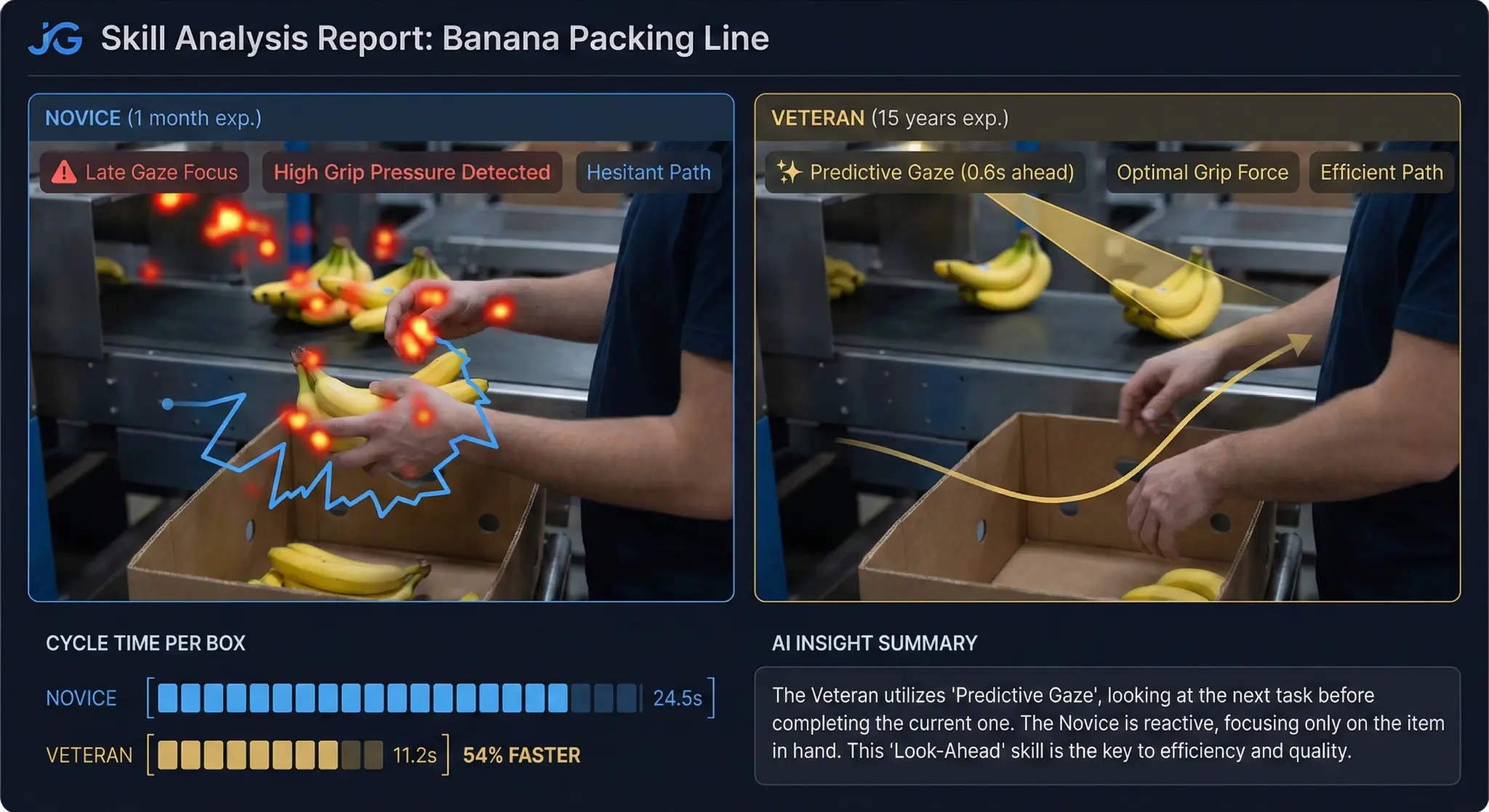 Expert skill analysis for handling work