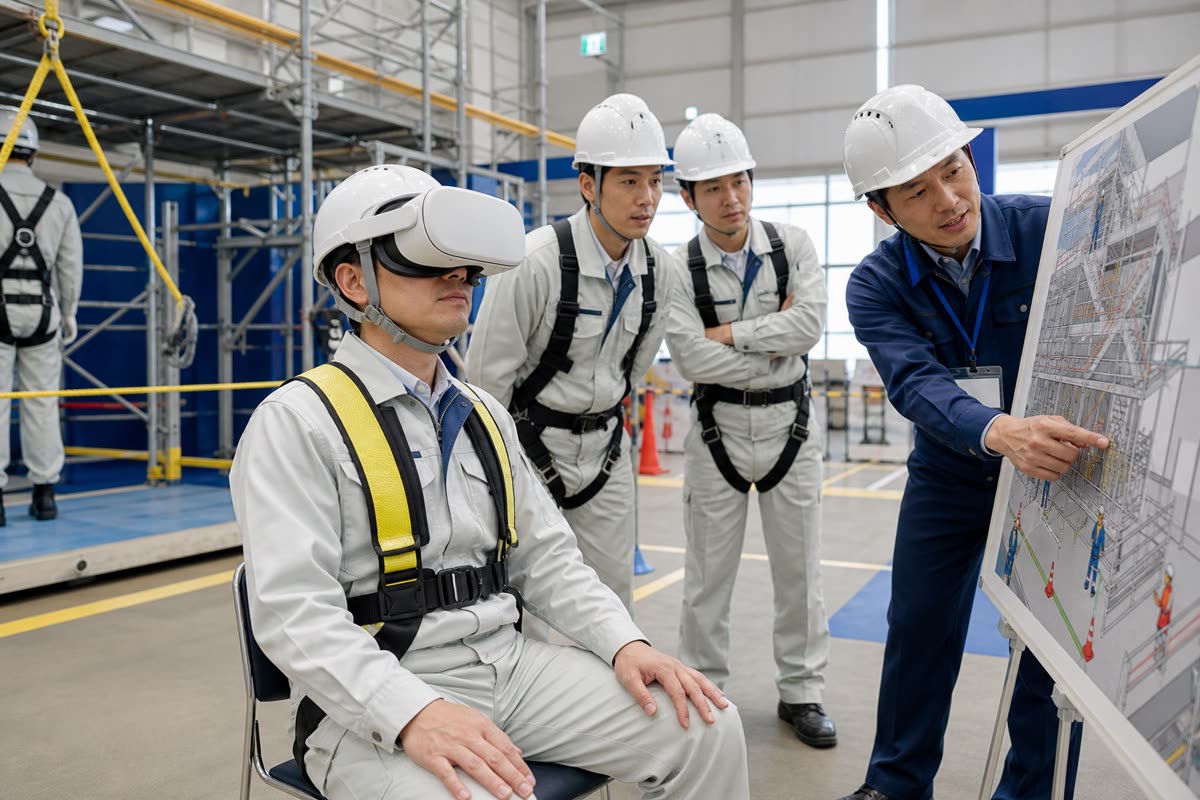 建設現場の高所作業の場面